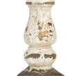 Candle Holder- Lotus Flower Style Top- Turned Body- White Wood 19 Inch
