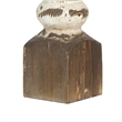 Candle Holder- Lotus Flower Style Top- Turned Body- White Wood 19 Inch