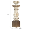 Candle Holder- Lotus Flower Style Top- Turned Body- White Wood 19 Inch