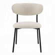 Jexy Dining Side Chair Set of 2- Black Metal Base- Beige Padded Seat