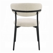 Jexy Dining Side Chair Set of 2- Black Metal Base- Beige Padded Seat
