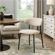Jexy Dining Side Chair Set of 2- Black Metal Base- Beige Padded Seat
