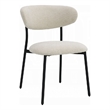 Jexy Dining Side Chair Set of 2- Black Metal Base- Beige Padded Seat