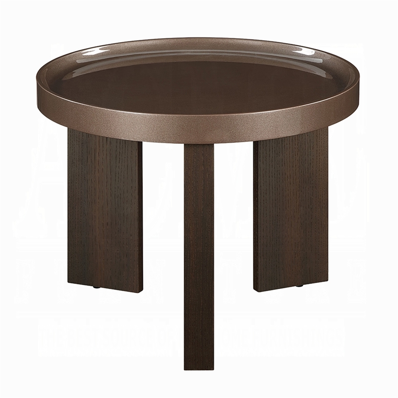 Lexy Side End Table- 24 Inch Round Top- High Gloss Blackish Green