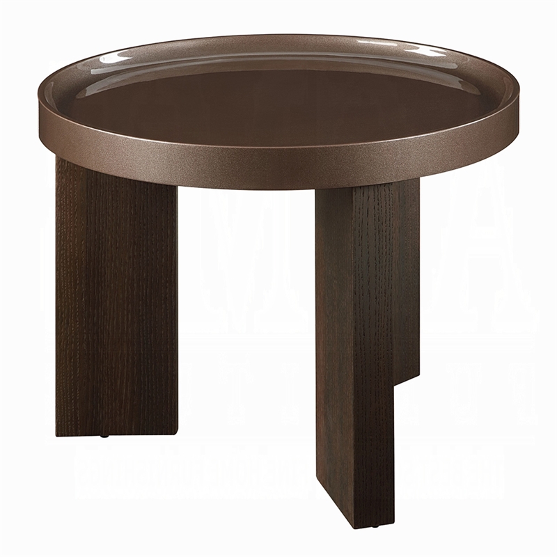 Lexy Side End Table- 24 Inch Round Top- High Gloss Blackish Green