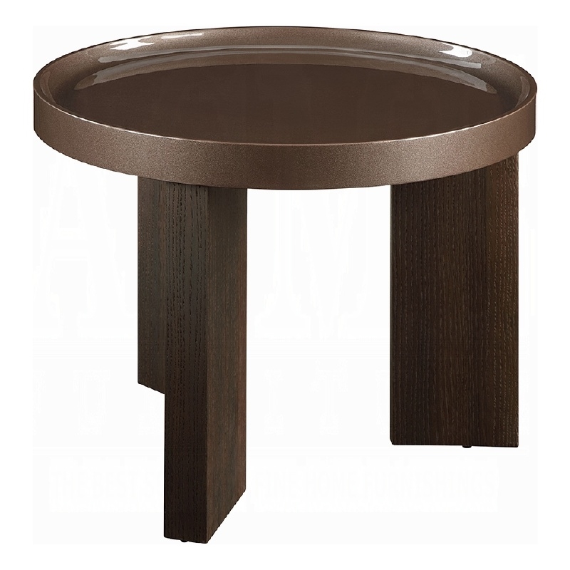 Lexy Side End Table- 24 Inch Round Top- High Gloss Blackish Green