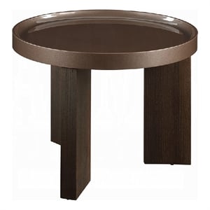 Lexy Side End Table- 24 Inch Round Top- High Gloss Blackish Green