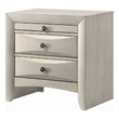 Remy Nightstand- 3 Contemporary Faceted Drawers- Antique White Finish
