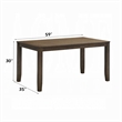 Dexy Dining Table- 59 Inch Rectangular Top- Farmhouse Walnut Brown