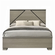 Anna Queen Bed- Panel Headboard with LED- Weathered Gray Wood- Modern Style