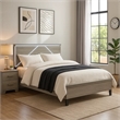Anna Queen Bed- Panel Headboard with LED- Weathered Gray Wood- Modern Style
