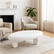Vayu Coffee Table- 30 Inch Asymmetric Pebble Design- High Gloss White