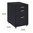Bard File Cabinet- 3 Drawers with Chrome Metal Handles- Black High Gloss
