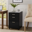 Bard File Cabinet- 3 Drawers with Chrome Metal Handles- Black High Gloss