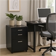 Bard File Cabinet- 3 Drawers with Chrome Metal Handles- Black High Gloss