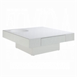Keya Coffee Table- 43 Inch Square Plinth Top- High Gloss White Finish