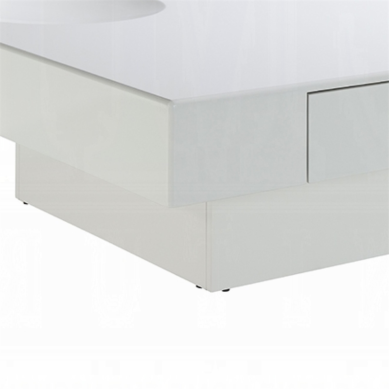 Keya Coffee Table- 43 Inch Square Plinth Top- High Gloss White Finish