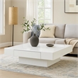 Keya Coffee Table- 43 Inch Square Plinth Top- High Gloss White Finish