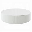 Del Modern Coffee Table- 47 Inch Round Top- Glossy White Ribbed Base