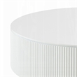 Del Modern Coffee Table- 47 Inch Round Top- Glossy White Ribbed Base