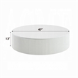Del Modern Coffee Table- 47 Inch Round Top- Glossy White Ribbed Base