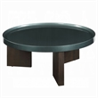 Lexy Coffee Table- 35 Inch Round Top- Low Profile High Gloss Blackish Green