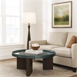 Lexy Coffee Table- 35 Inch Round Top- Low Profile High Gloss Blackish Green
