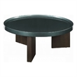 Lexy Coffee Table- 35 Inch Round Top- Low Profile High Gloss Blackish Green