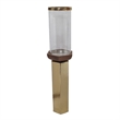 Gemo Hurricane Candle Holder with Gold Base- Mango Wood Accent 21 Inch