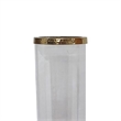 Gemo Hurricane Candle Holder with Gold Base- Mango Wood Accent 21 Inch