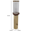 Gemo Hurricane Candle Holder with Gold Base- Mango Wood Accent 21 Inch