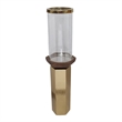 Gemo Hurricane Candle Holder with Gold Base- Mango Wood Accent 20 Inch
