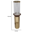 Gemo Hurricane Candle Holder with Gold Base- Mango Wood Accent 20 Inch