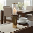Gemo Hurricane Candle Holder with Gold Base- Mango Wood Accent 20 Inch