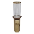 Gemo Hurricane Candle Holder with Gold Base- Mango Wood Accent 18 Inch