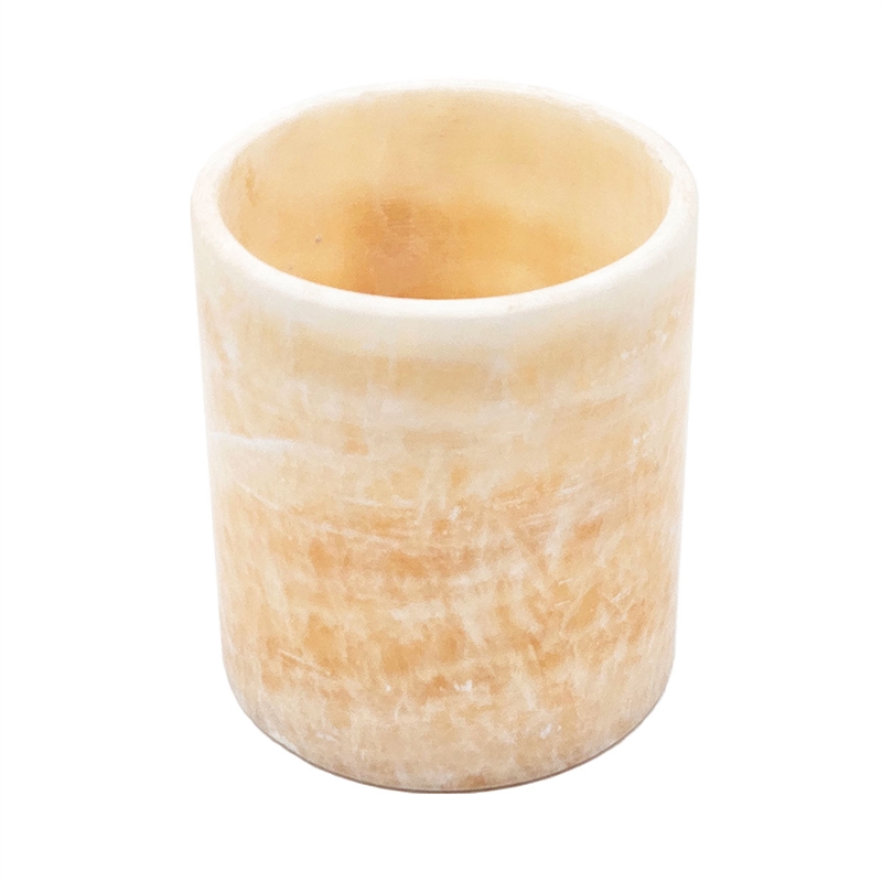 Decorative Candle Holder- Yellow Stone Cylindrical Body- 6 Inch