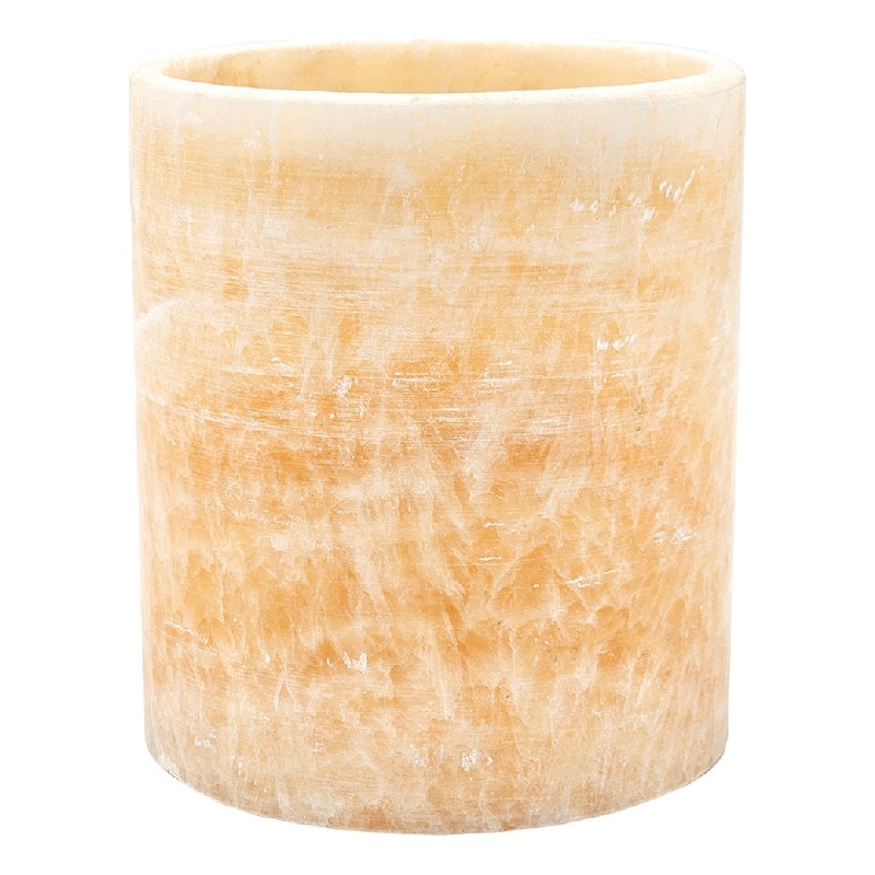 Decorative Candle Holder- Yellow Stone Cylindrical Body- 6 Inch