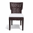 Dining Side Chair- Rattan Woven Seat and Back- Modern Black Wood Frame