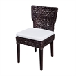 Dining Side Chair- Rattan Woven Seat and Back- Modern Black Wood Frame