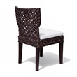 Dining Side Chair- Rattan Woven Seat and Back- Modern Black Wood Frame