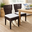 Dining Side Chair- Rattan Woven Seat and Back- Modern Black Wood Frame