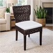 Dining Side Chair- Rattan Woven Seat and Back- Modern Black Wood Frame