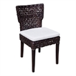 Dining Side Chair- Rattan Woven Seat and Back- Modern Black Wood Frame