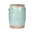 Decorative Vase with Crackle Glaze- 8 Inch Aqua Turquoise Ceramic