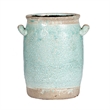 Decorative Vase with Crackle Glaze- 8 Inch Aqua Turquoise Ceramic