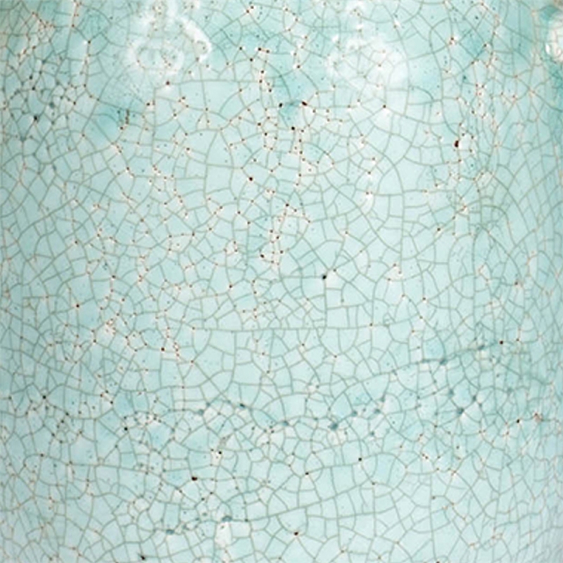Decorative Vase with Crackle Glaze- 8 Inch Aqua Turquoise Ceramic