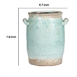 Decorative Vase with Crackle Glaze- 8 Inch Aqua Turquoise Ceramic