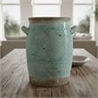 Decorative Vase with Crackle Glaze- 8 Inch Aqua Turquoise Ceramic