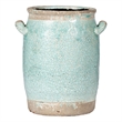 Decorative Vase with Crackle Glaze- 8 Inch Aqua Turquoise Ceramic
