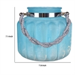 Fsy Decorative Vase- Silver Handle- Light Blue Frosted Glass- 8 Inch